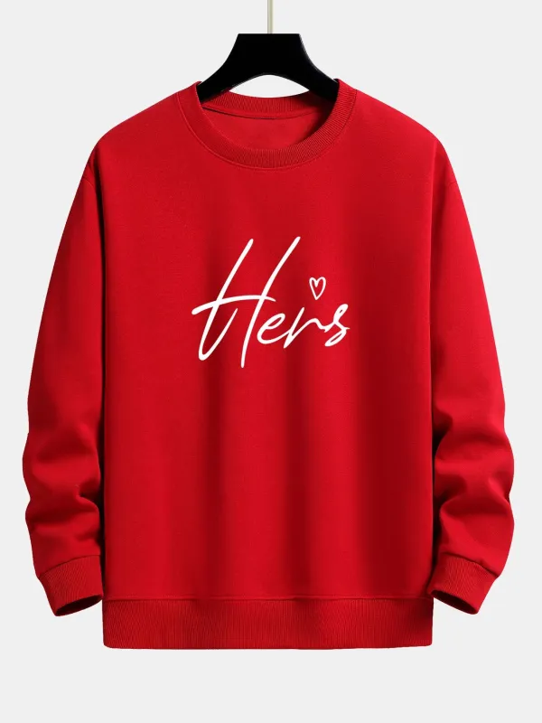 Hers Couple Print Relax Fit Sweatshirt sold by Hoooyi