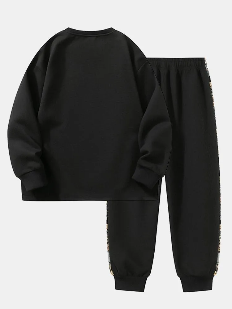 Relax Fit Long Sleeved Waffle T-Shirt & Bear Embroidery Waffle Jogging Pants sold by Hoooyi product image thumbnail 2