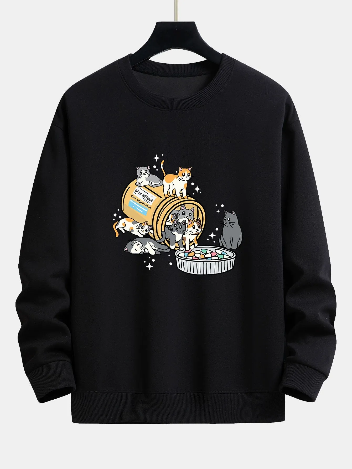 Cat With Pill Jar Print Relax Fit Sweatshirt sold by Hoooyi product image thumbnail 4