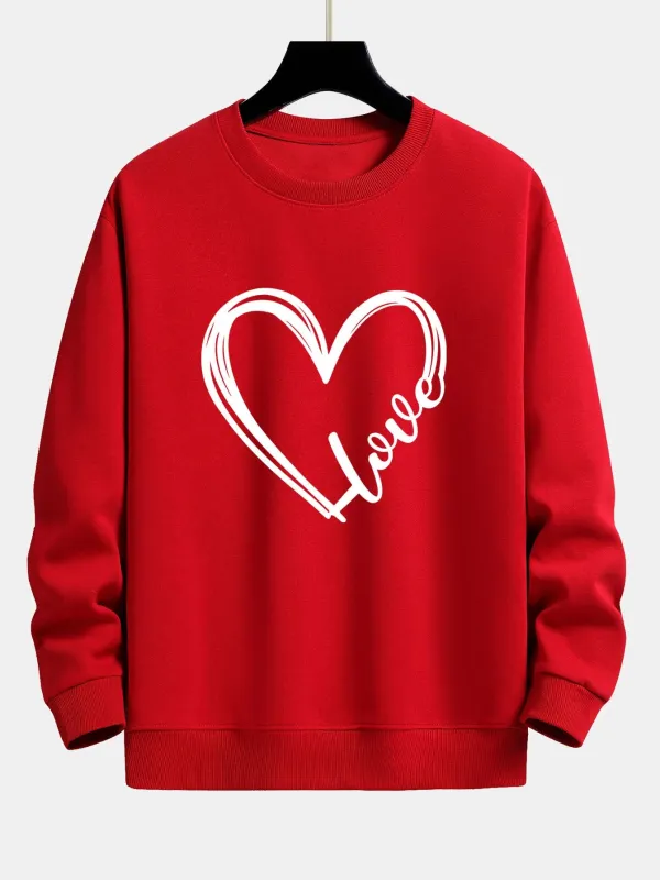 Doodle Heart Print Relax Fit Sweatshirt sold by Hoooyi