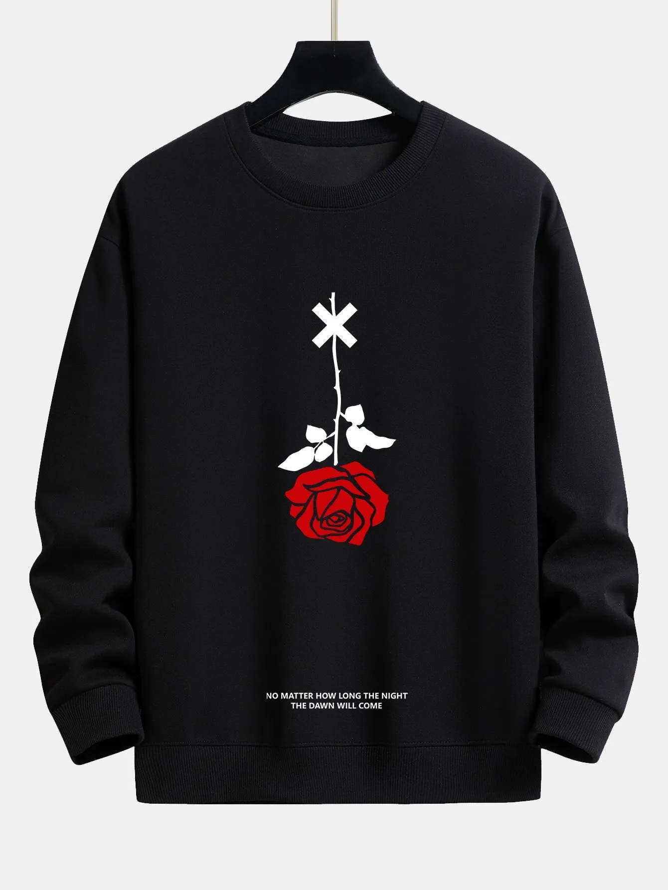 Inverted Rose Slogan Print Relax Fit Sweatshirt sold by Hoooyi product image thumbnail 2