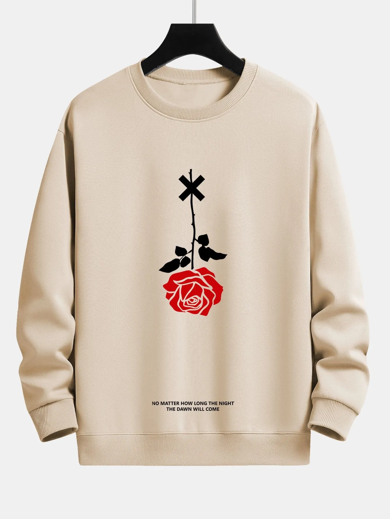 Inverted Rose Slogan Print Relax Fit Sweatshirt sold by Hoooyi product image thumbnail 5
