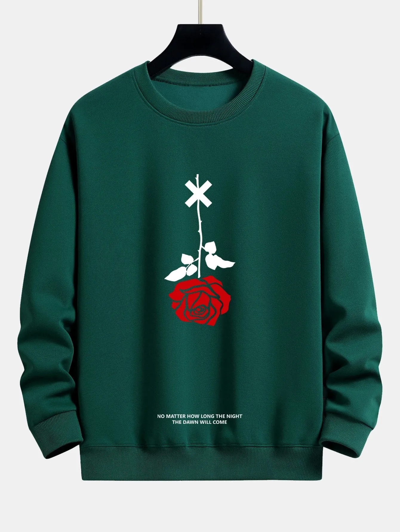 Inverted Rose Slogan Print Relax Fit Sweatshirt sold by Hoooyi