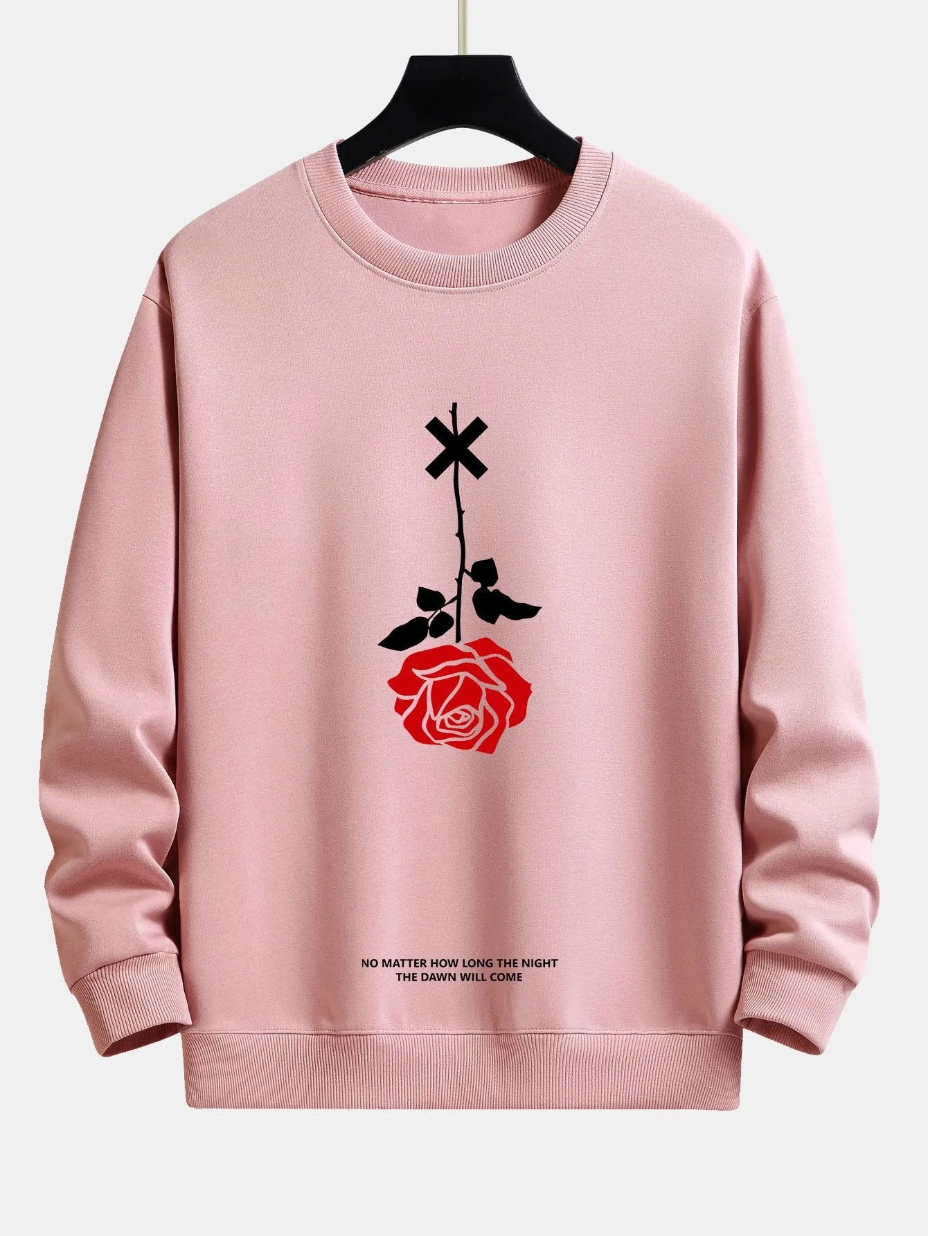Inverted Rose Slogan Print Relax Fit Sweatshirt sold by Hoooyi product image thumbnail 4