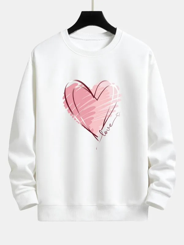 Doodle Heart Print Relax Fit Sweatshirt sold by Hoooyi