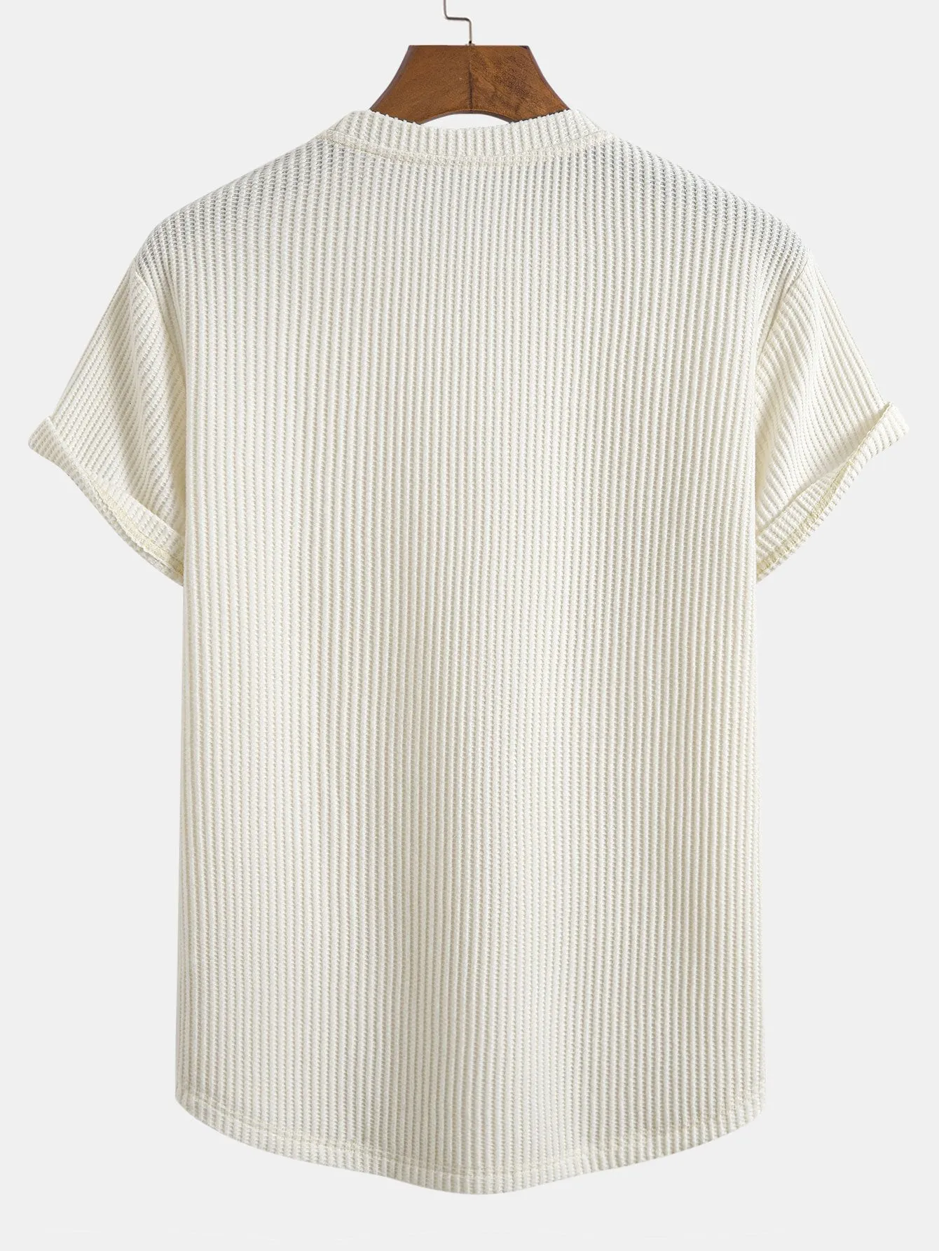 Knitted Waffle Arc Hem T-Shirt sold by Hoooyi product image thumbnail 4