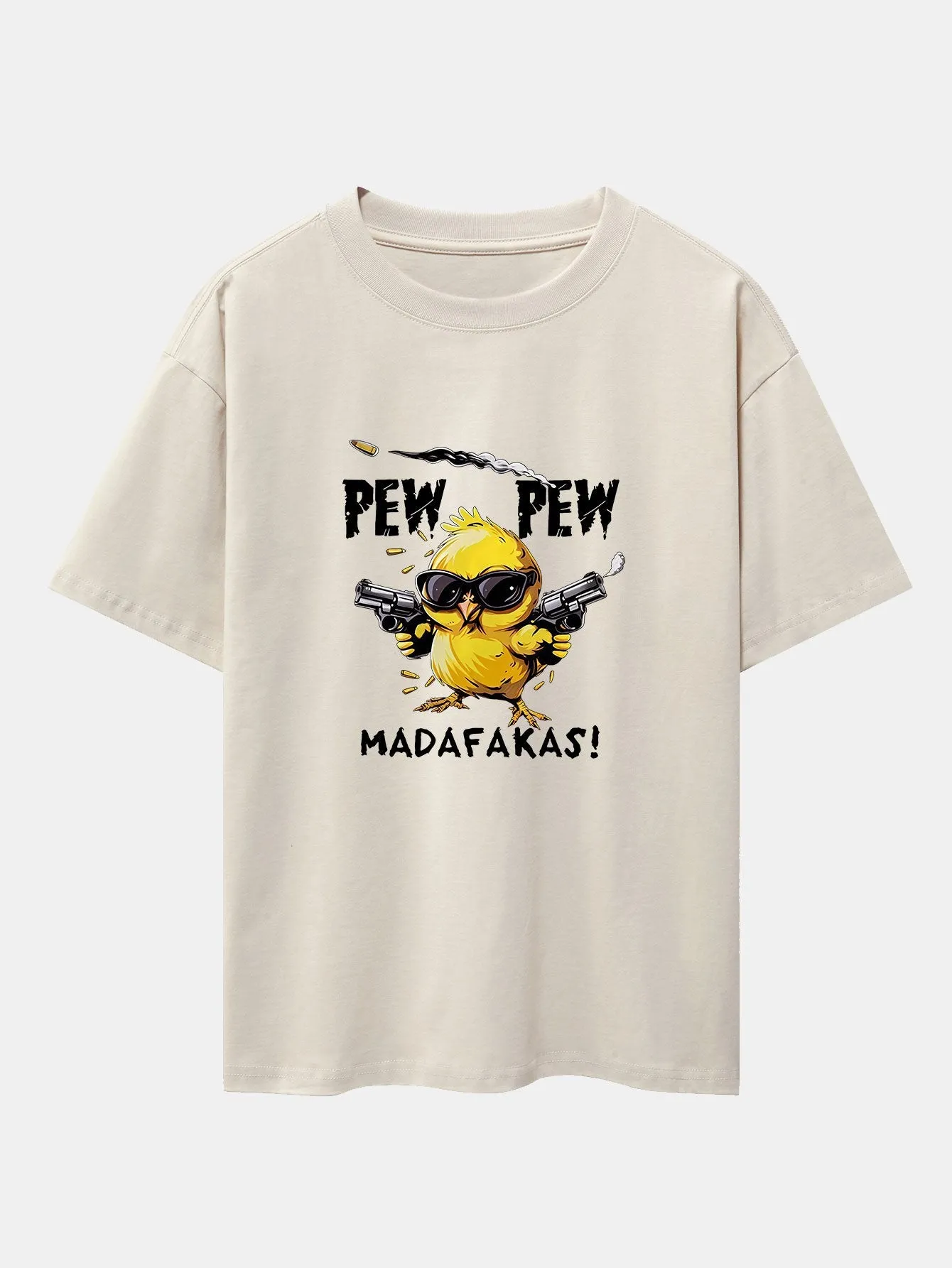 PEW PEW MADAFAKAS Chicken Print Drop Shoulder Oversize T-Shirt sold by Hoooyi product image thumbnail 2