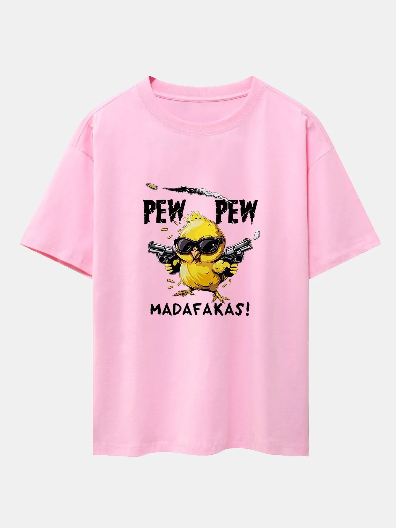 PEW PEW MADAFAKAS Chicken Print Drop Shoulder Oversize T-Shirt sold by Hoooyi product image thumbnail 4