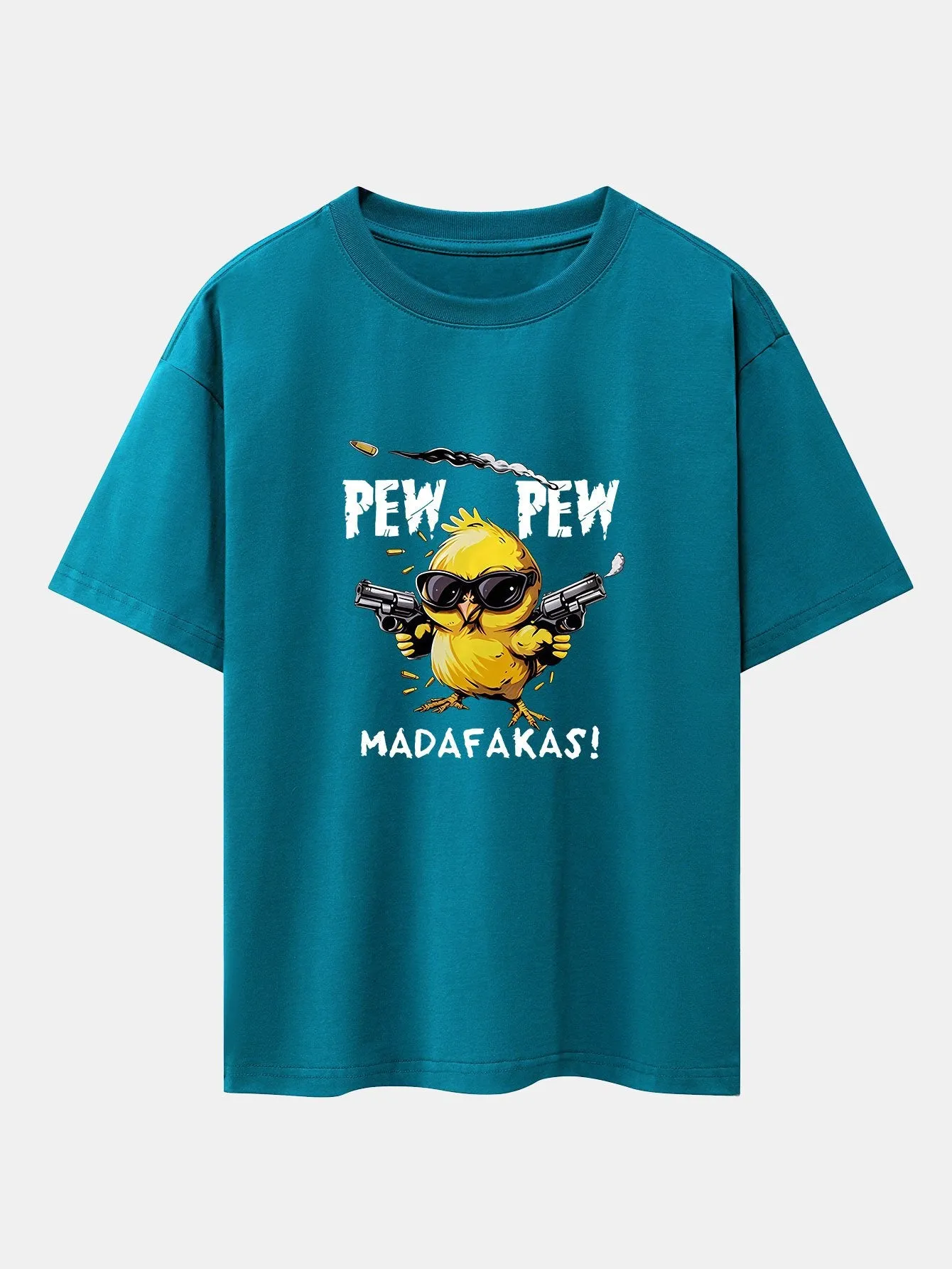 PEW PEW MADAFAKAS Chicken Print Drop Shoulder Oversize T-Shirt sold by Hoooyi product image thumbnail 5