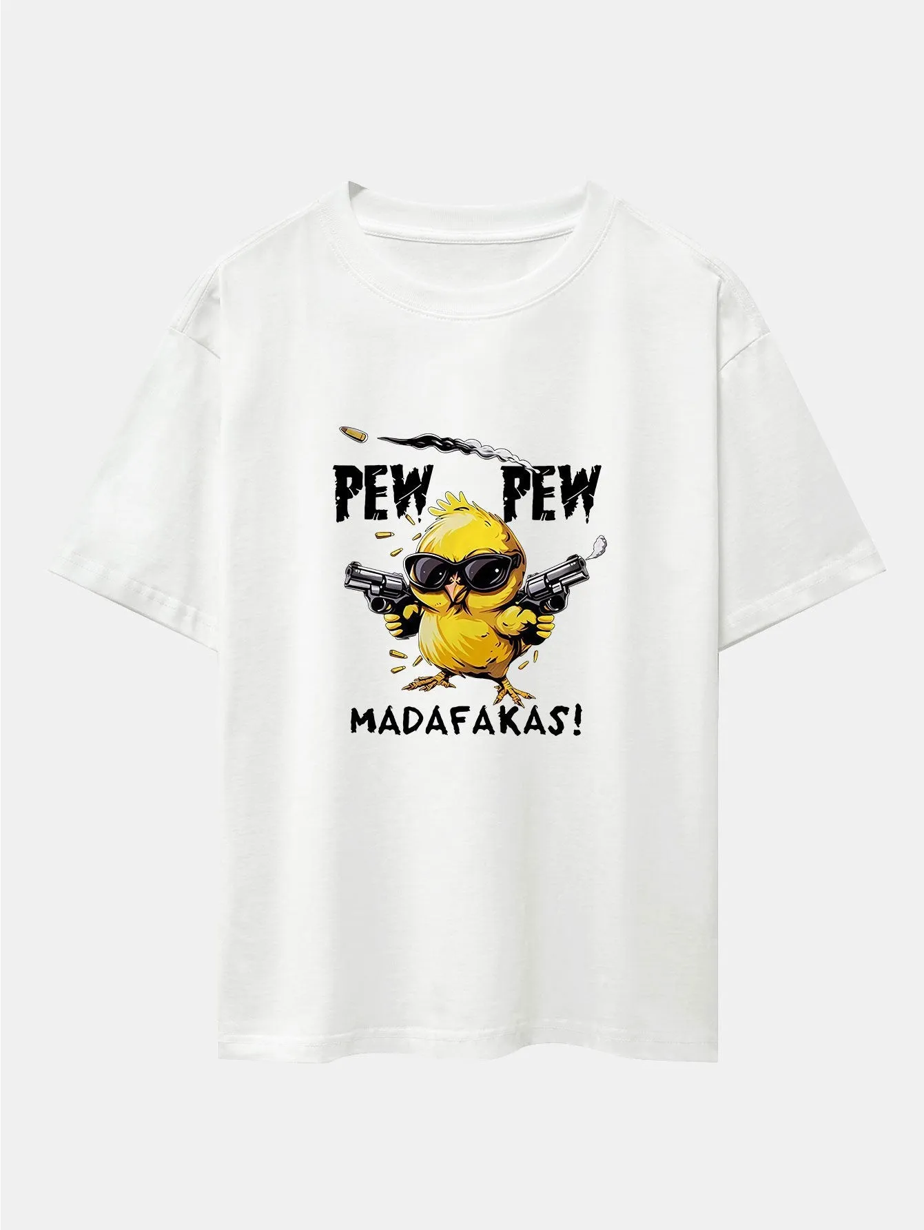 PEW PEW MADAFAKAS Chicken Print Drop Shoulder Oversize T-Shirt sold by Hoooyi product image thumbnail 3