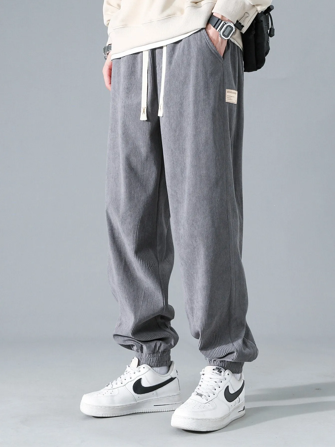 Drawstring Corduroy Jogging Pants sold by Hoooyi product image thumbnail 4