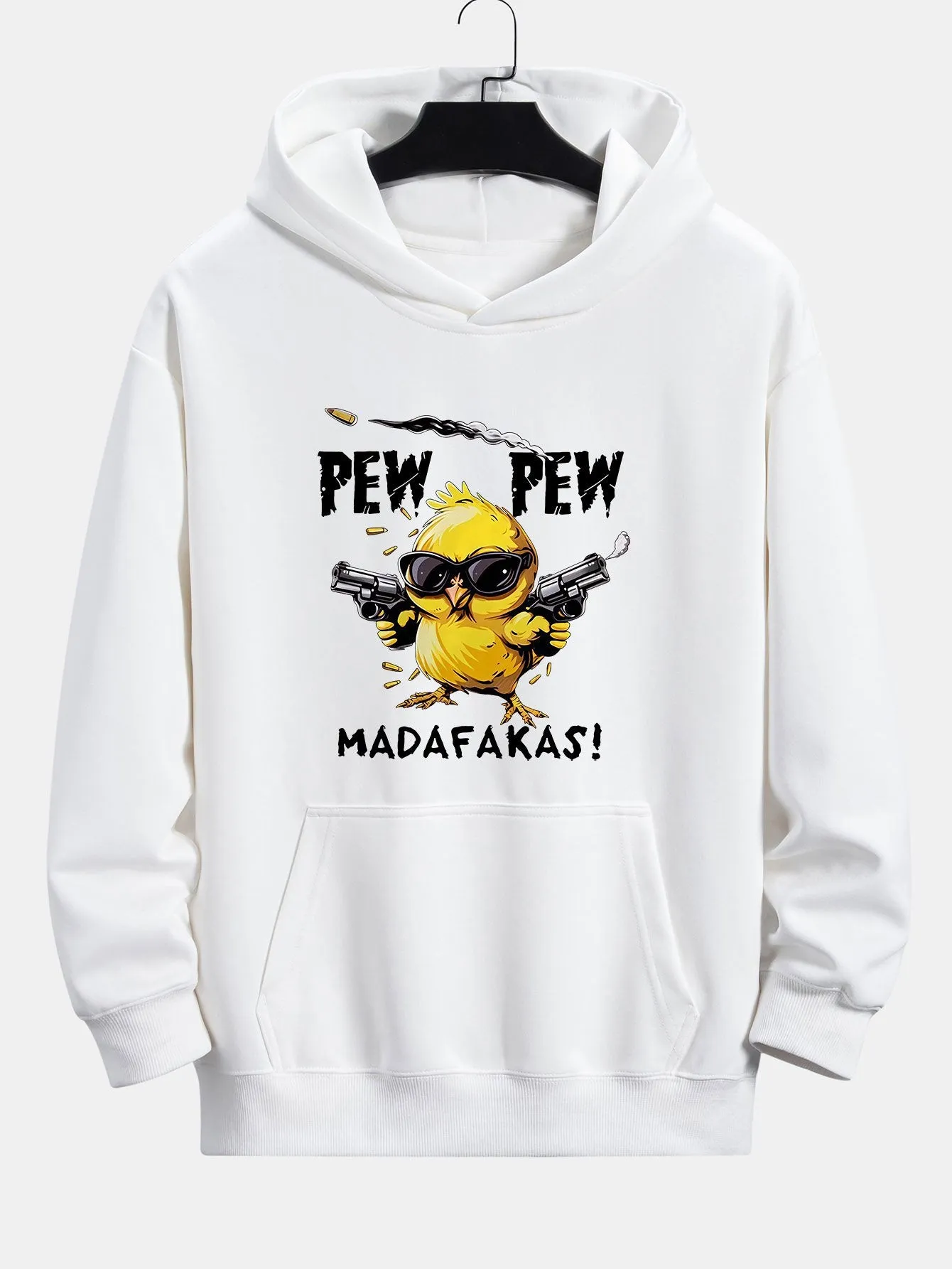 PEW PEW MADAFAKAS Chicken Print Relax Fit Hoodie sold by Hoooyi product image thumbnail 3