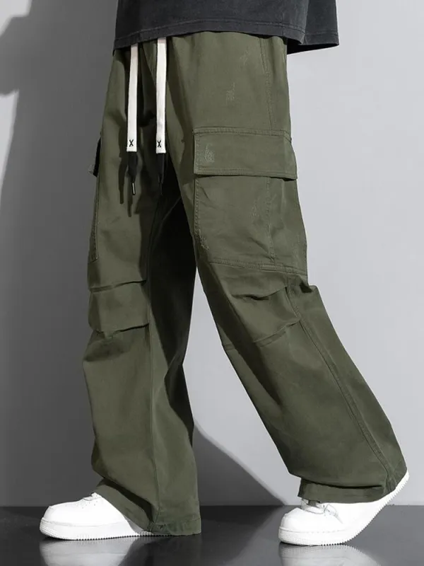 Straight Leg Cotton Cargo Pants made by Hoooyi