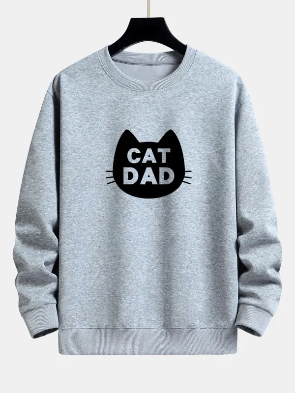 Cat Dad Print Relax Fit Sweatshirt sold by Hoooyi