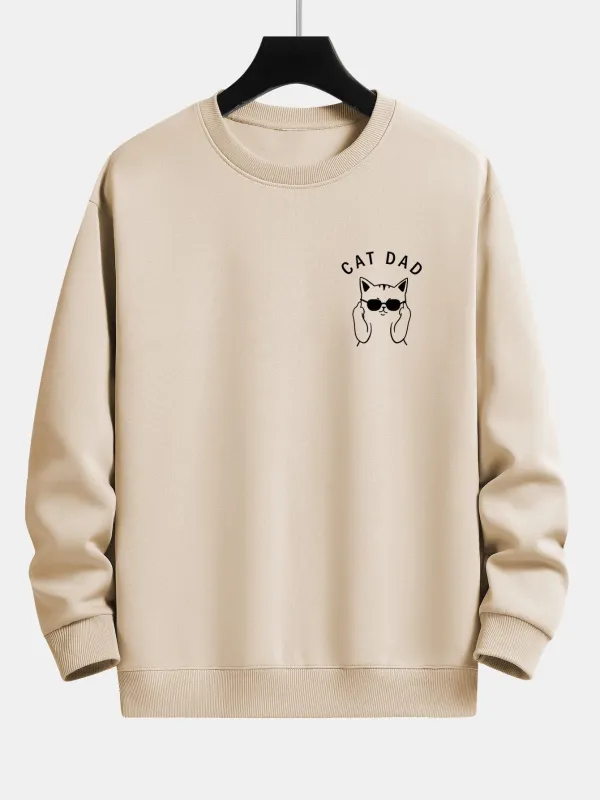 Cat Dad Wearing Glasses Print Relax Fit Sweatshirt sold by Hoooyi