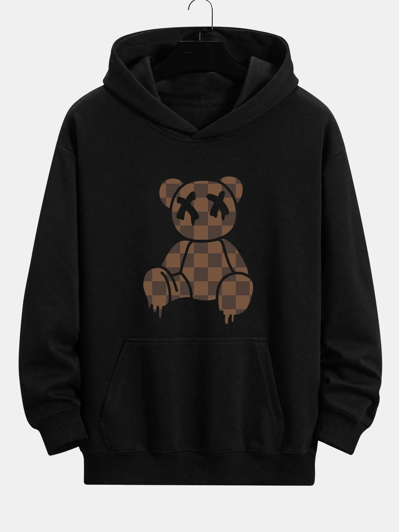 Plaid Dissolving Bear Print Relax Fit Hoodie sold by Hoooyi