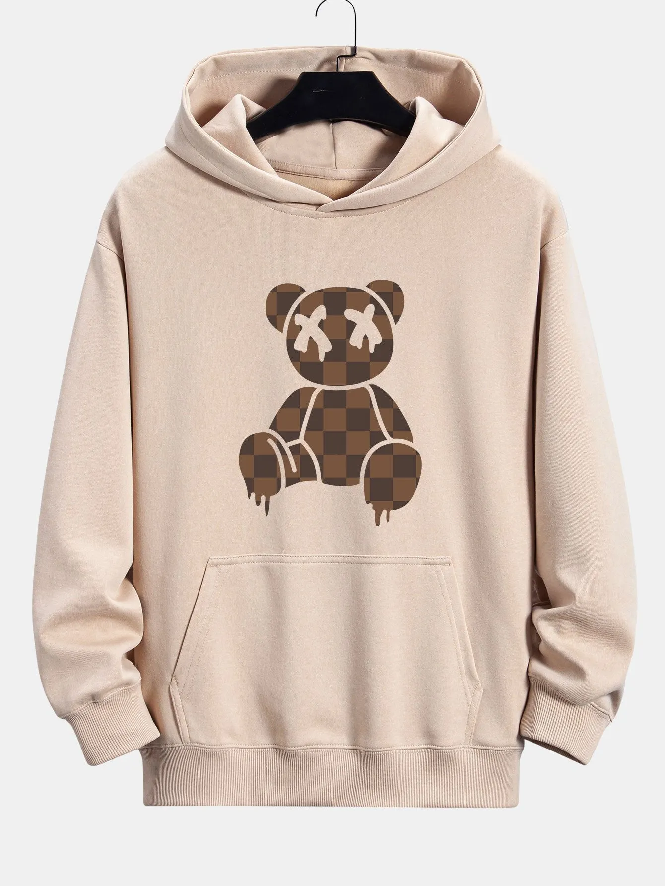 Plaid Dissolving Bear Print Relax Fit Hoodie sold by Hoooyi product image thumbnail 3