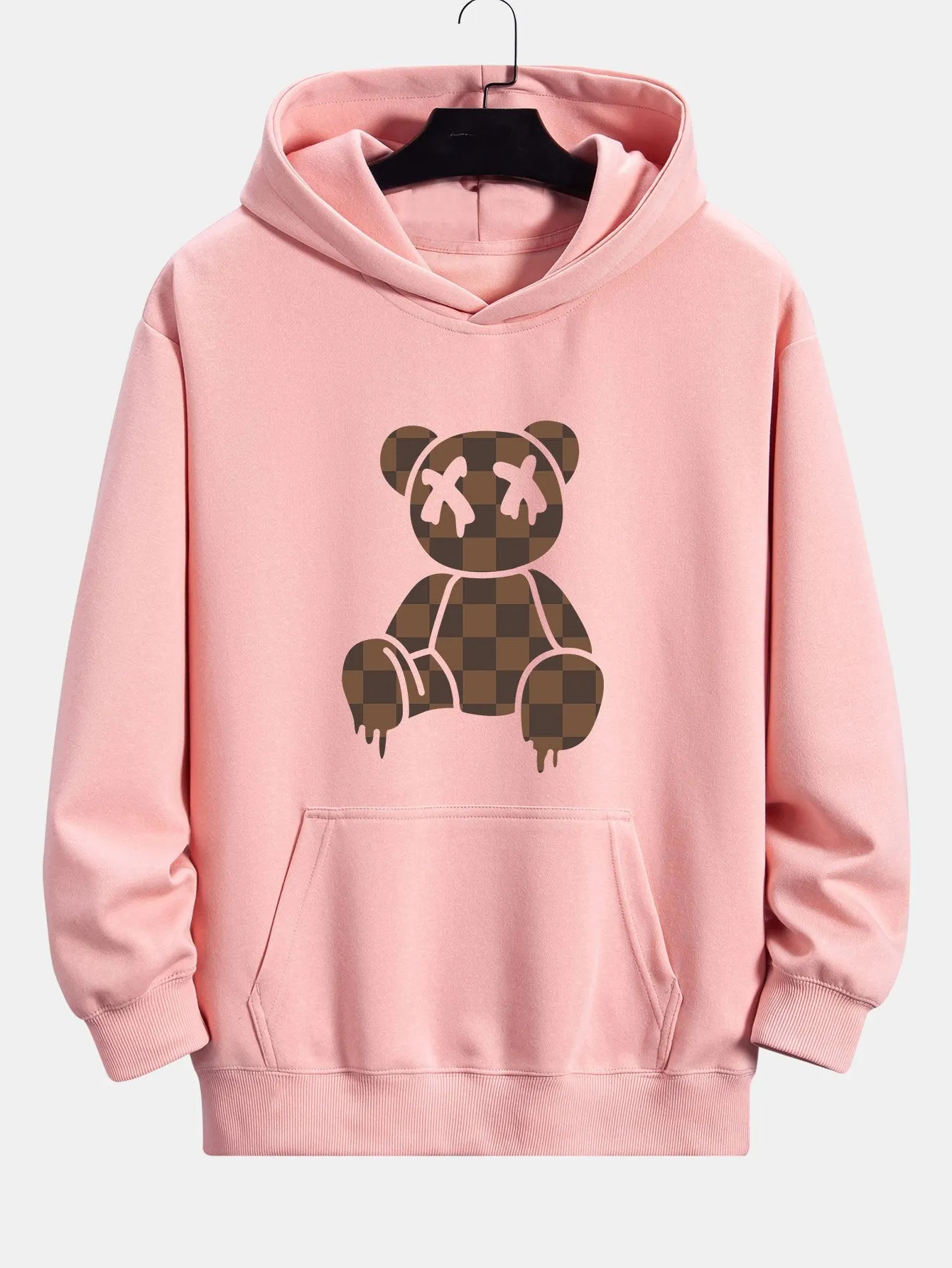 Plaid Dissolving Bear Print Relax Fit Hoodie sold by Hoooyi product image thumbnail 4