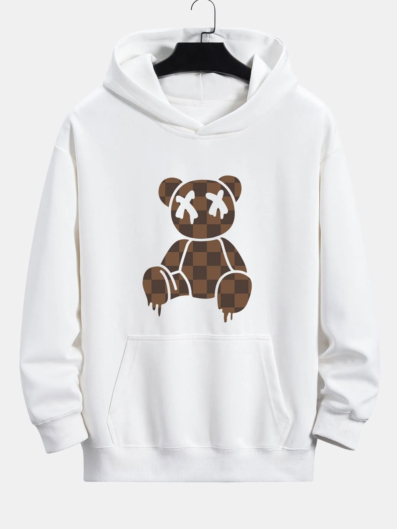 Plaid Dissolving Bear Print Relax Fit Hoodie sold by Hoooyi product image thumbnail 2