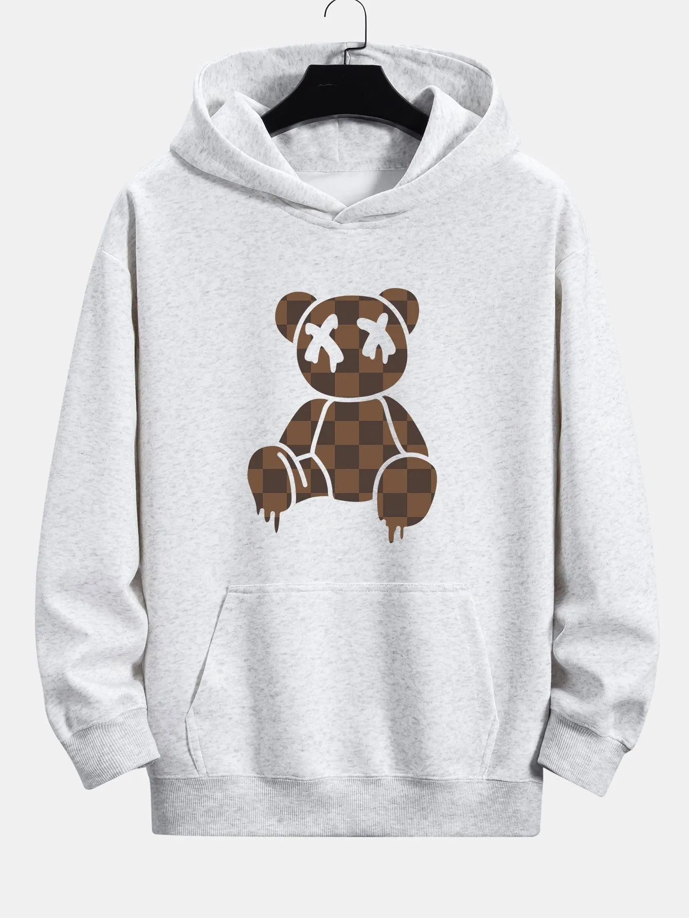 Plaid Dissolving Bear Print Relax Fit Hoodie sold by Hoooyi product image thumbnail 5