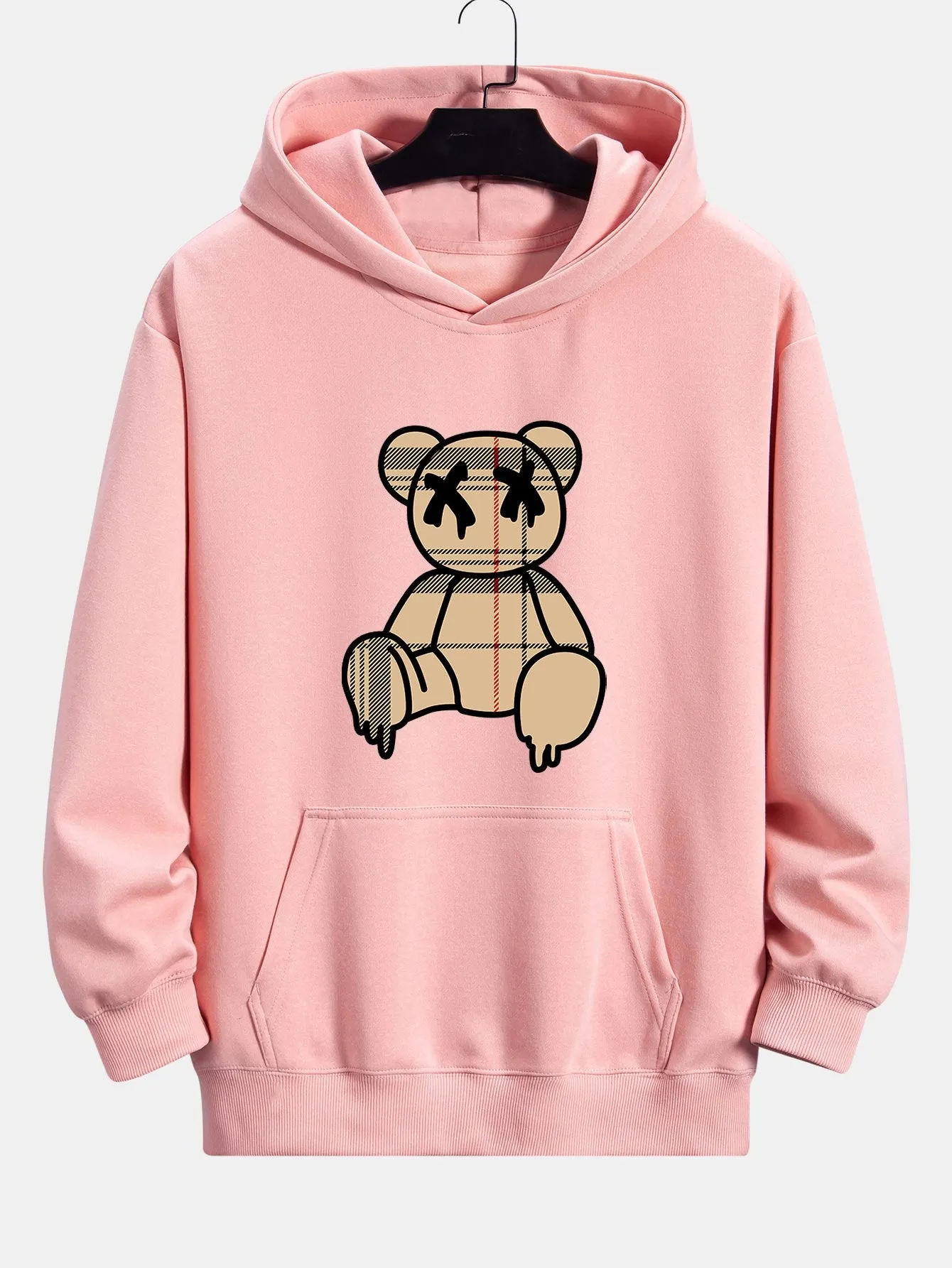 Plaid Dissolving Bear Print Relax Fit Hoodie sold by Hoooyi product image thumbnail 4