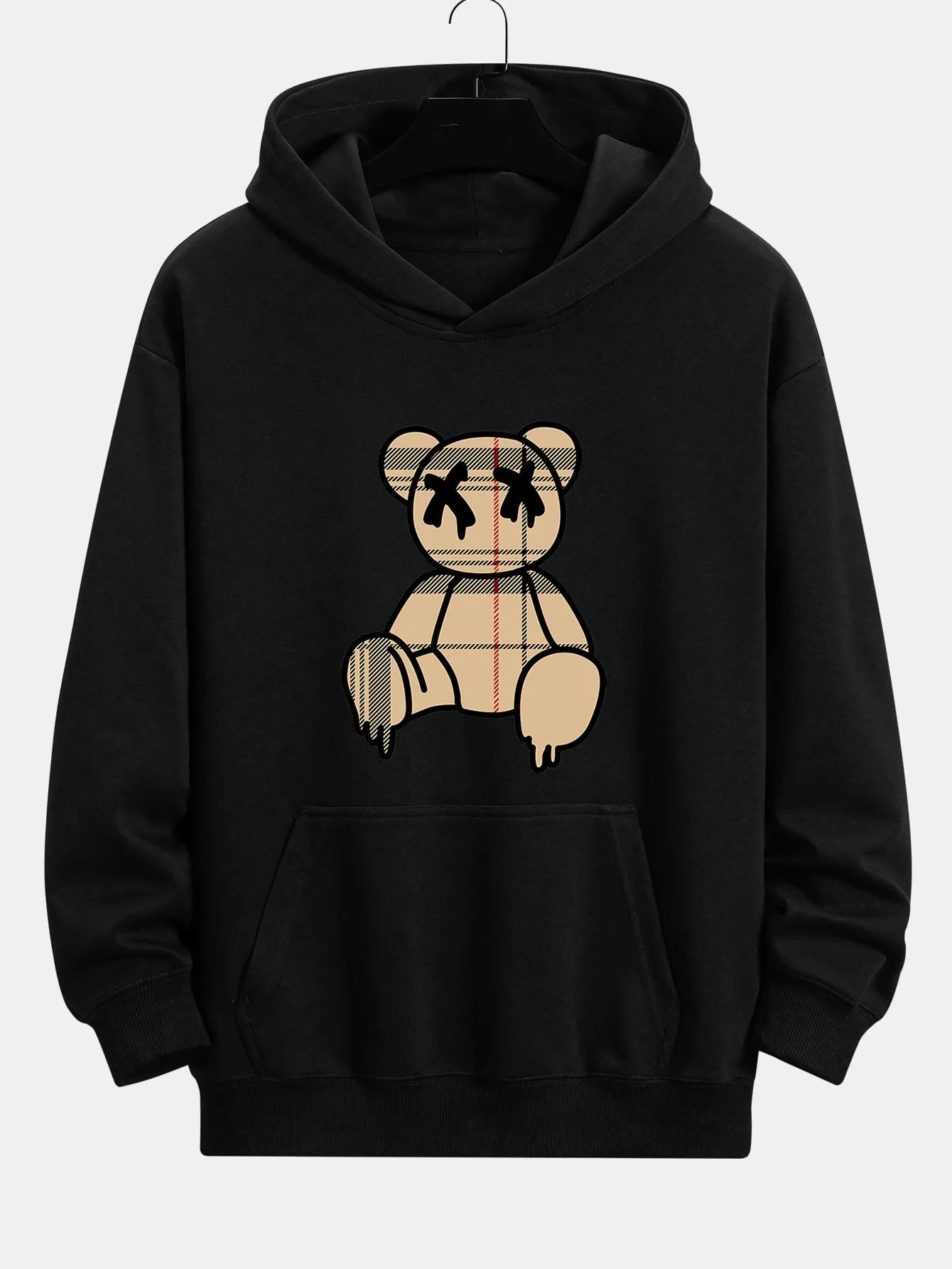 Plaid Dissolving Bear Print Relax Fit Hoodie sold by Hoooyi product image thumbnail 2