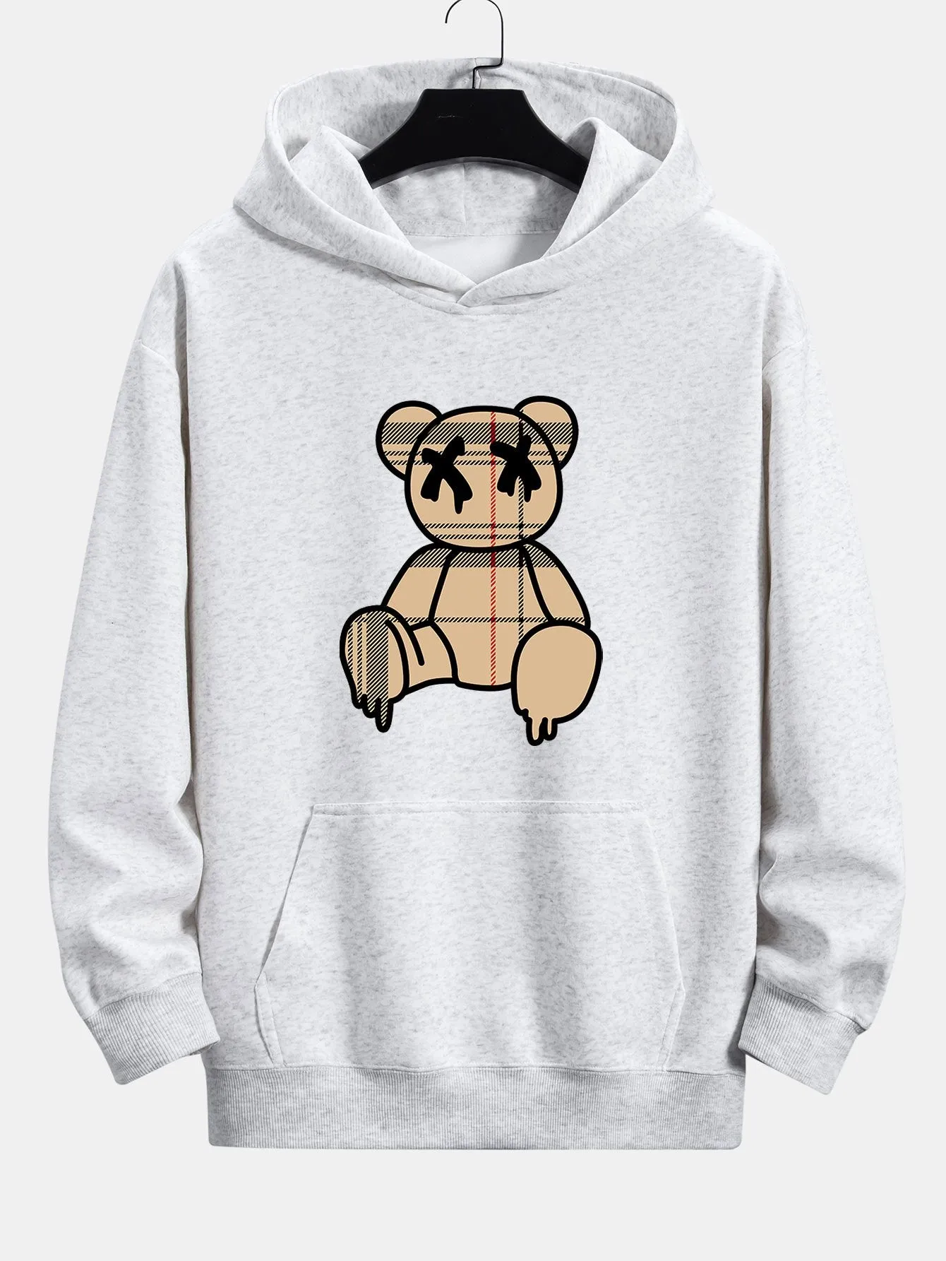 Plaid Dissolving Bear Print Relax Fit Hoodie sold by Hoooyi product image thumbnail 5