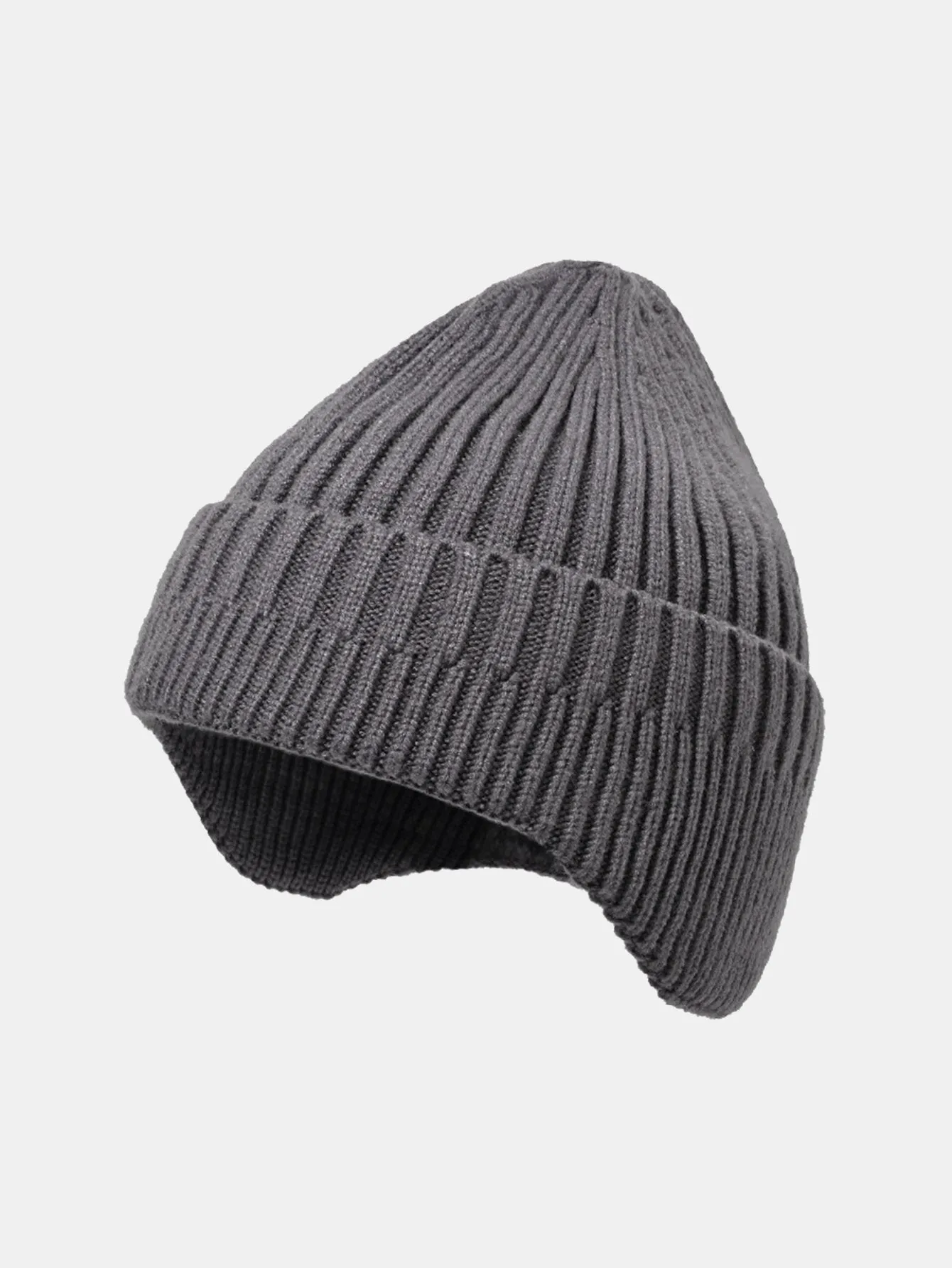 Solid Color Earflaps Warm Knit Beanie Hat sold by Hoooyi