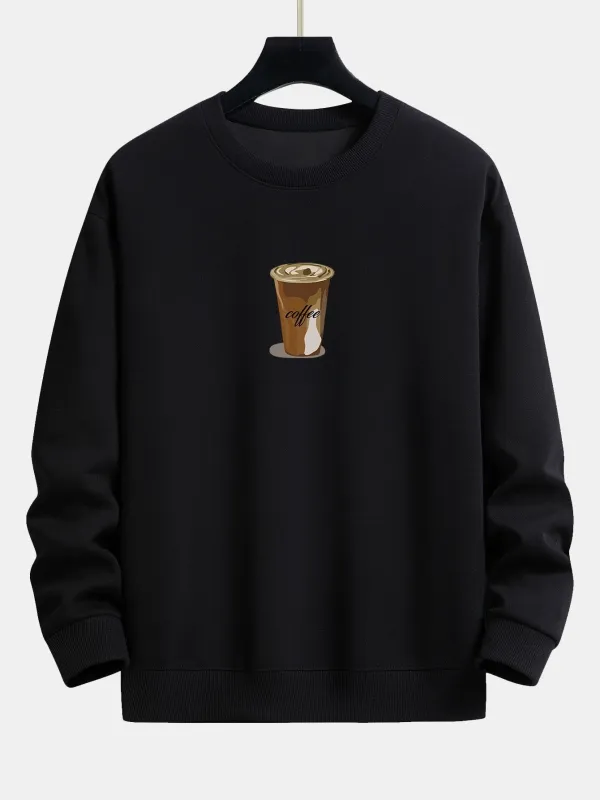 Coffee Print Relax Fit Sweatshirt sold by Hoooyi