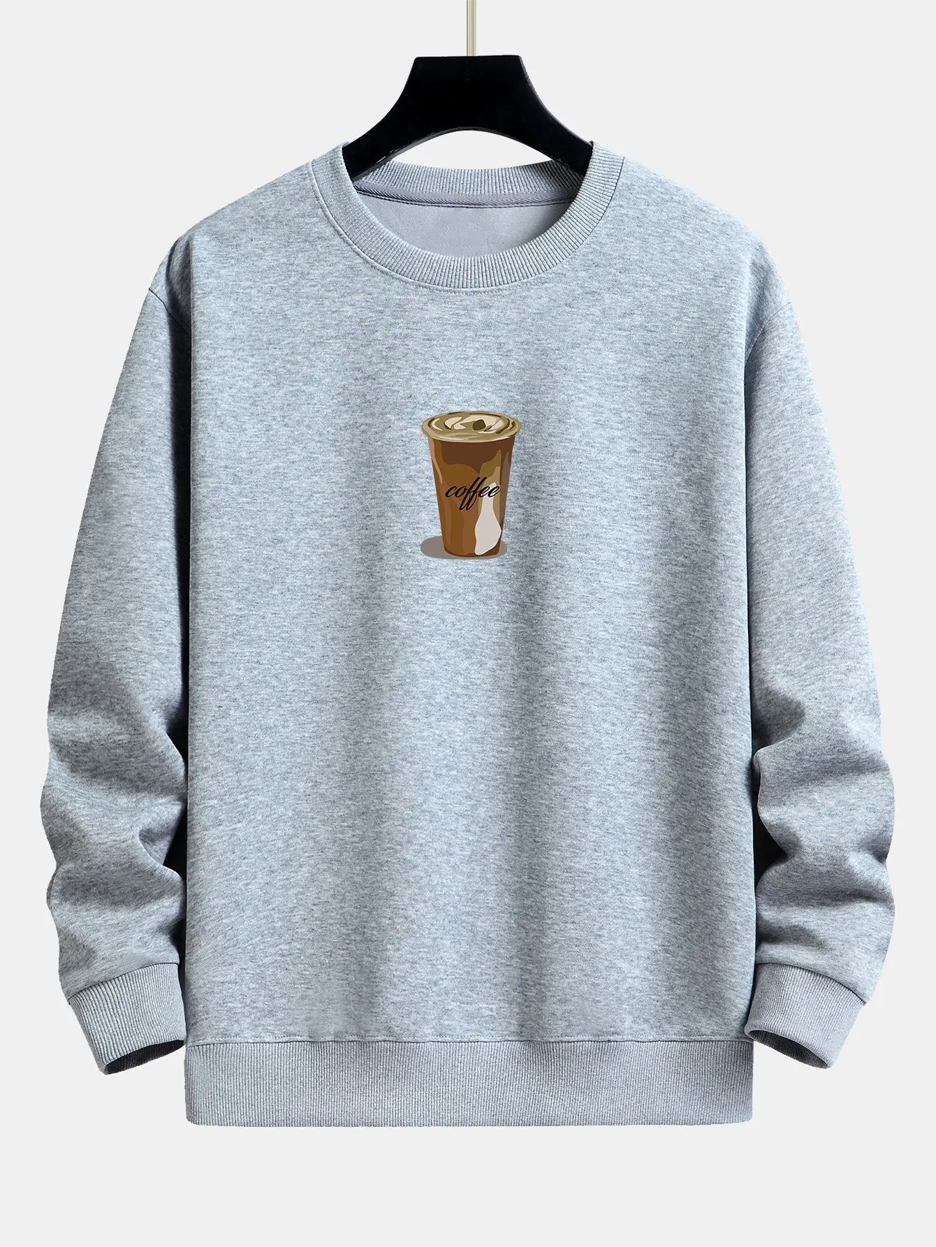 Coffee Print Relax Fit Sweatshirt sold by Hoooyi product image thumbnail 4