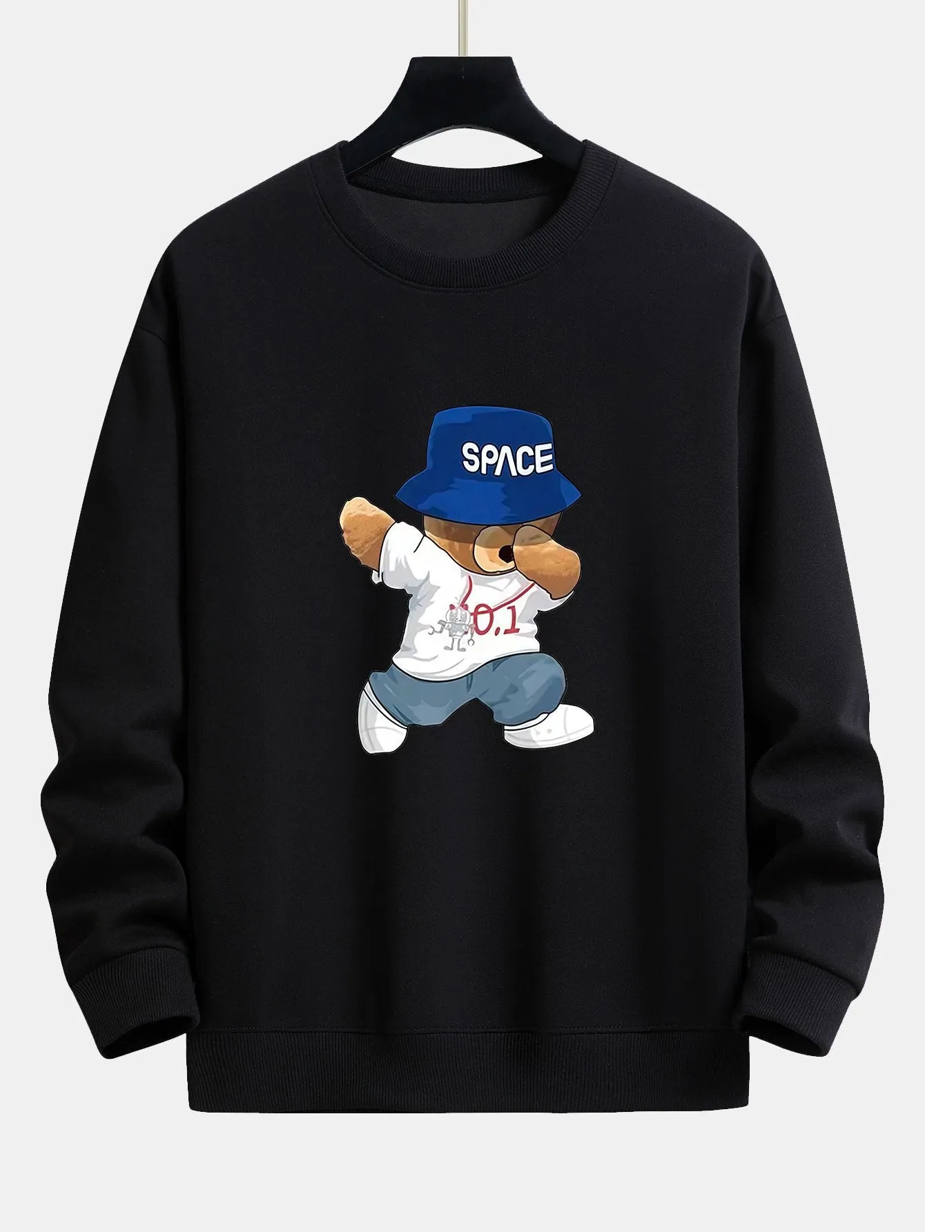 Bear With Hat Print Relax Fit Sweatshirt sold by Hoooyi product image thumbnail 2
