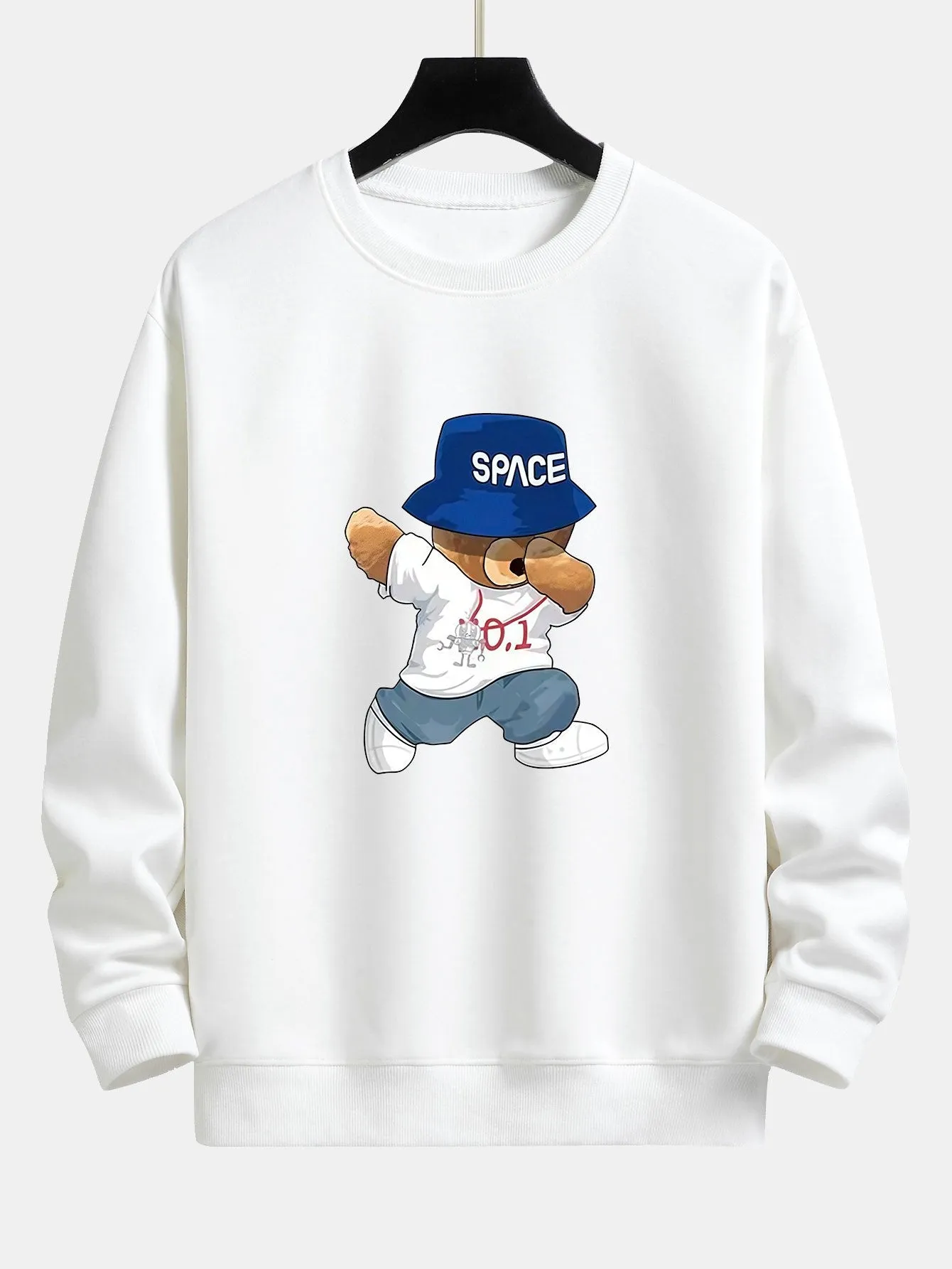 Bear With Hat Print Relax Fit Sweatshirt sold by Hoooyi product image thumbnail 3