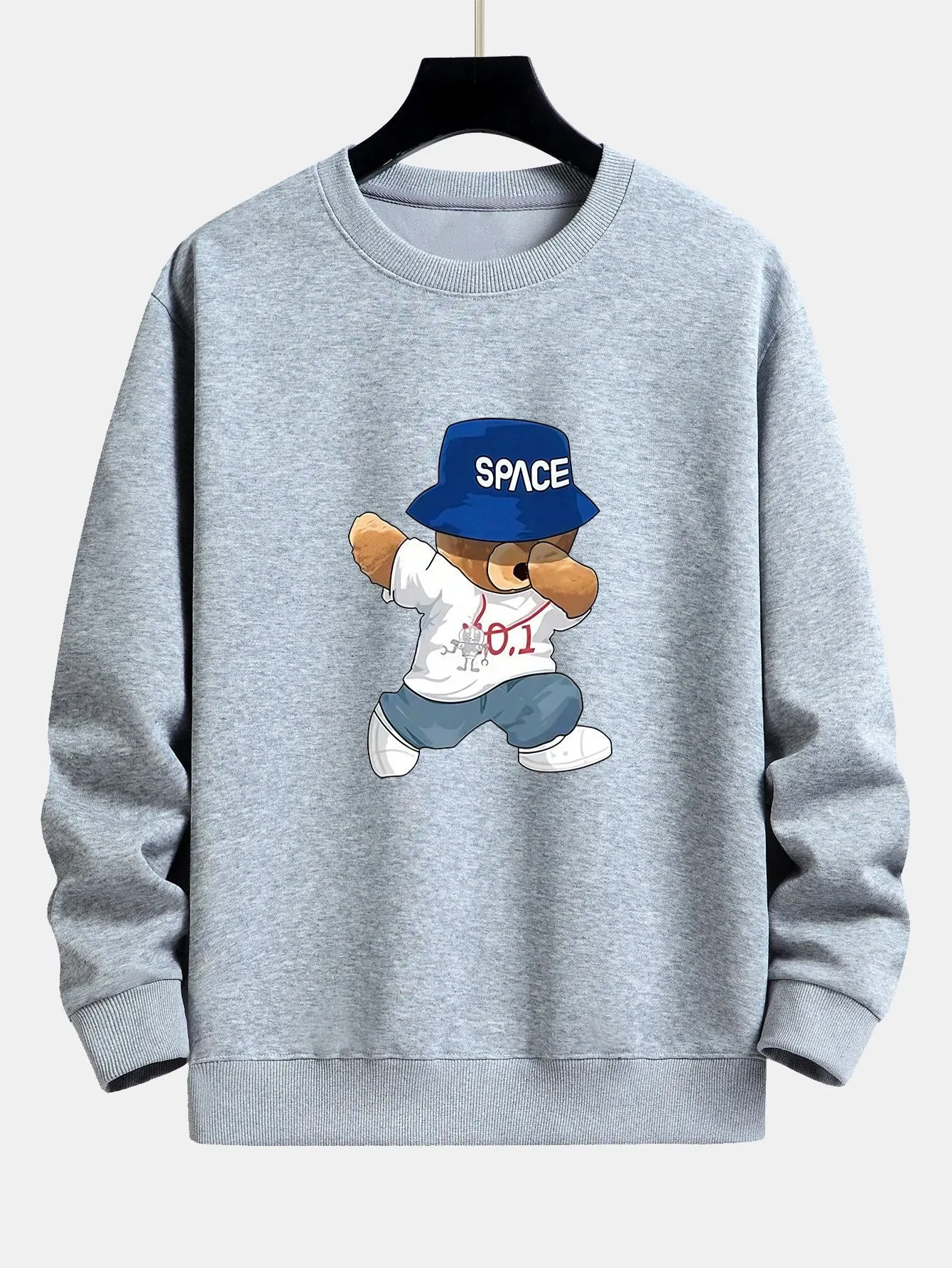 Bear With Hat Print Relax Fit Sweatshirt sold by Hoooyi product image thumbnail 5