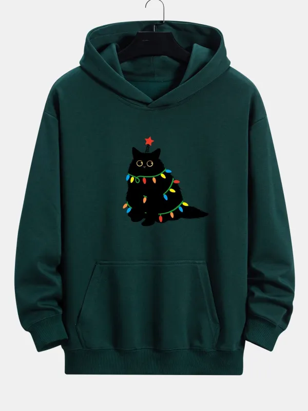 Colorful Light Black Cat Print Relax Fit Hoodie sold by Hoooyi