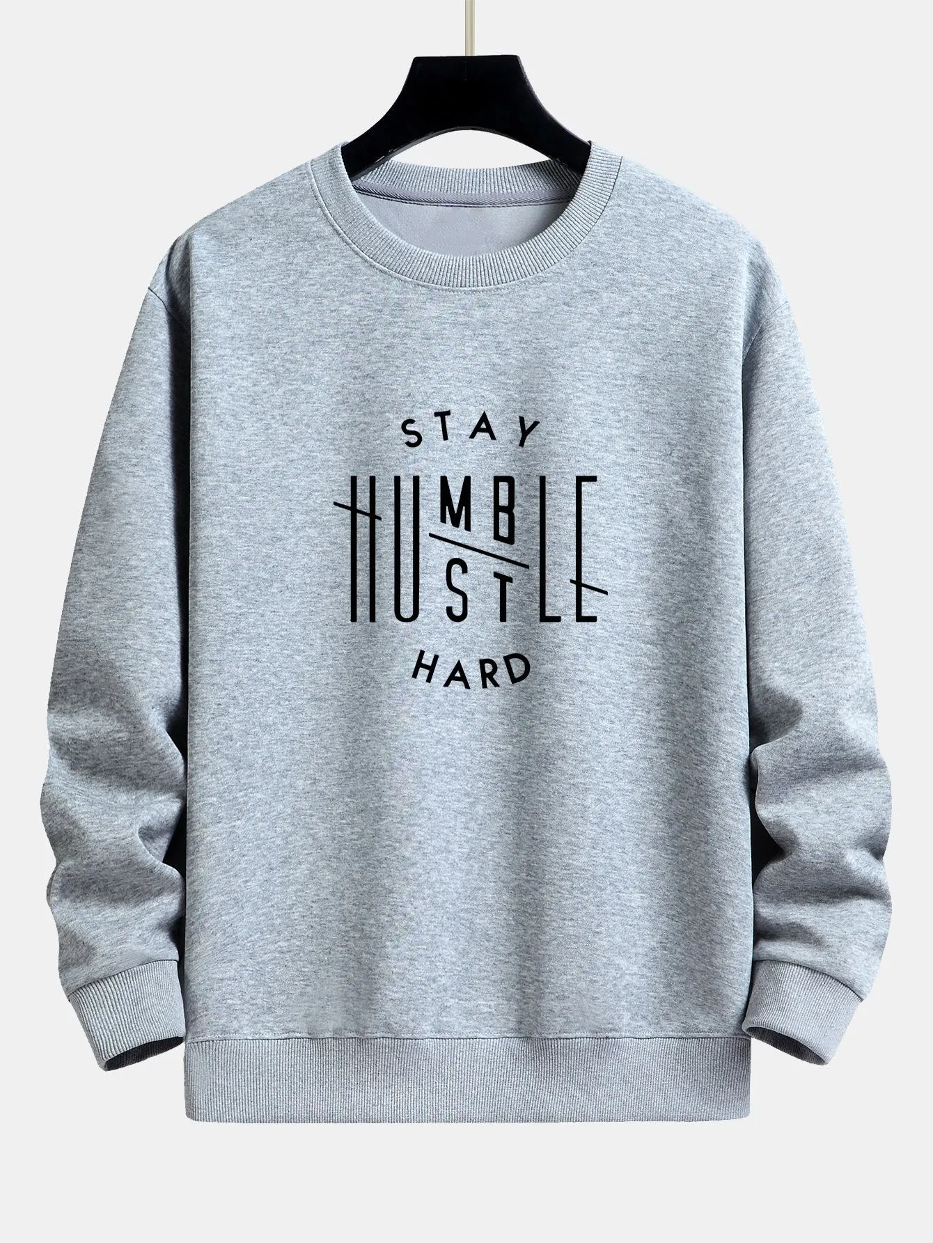 Stay Humble Hustle Hard Print Relax Fit Sweatshirt sold by Hoooyi product image thumbnail 4