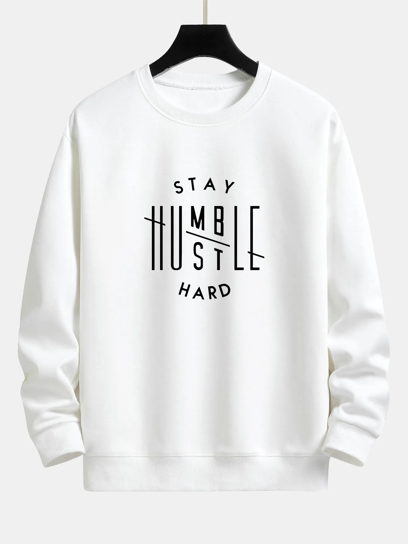 Stay Humble Hustle Hard Print Relax Fit Sweatshirt sold by Hoooyi product image thumbnail 2