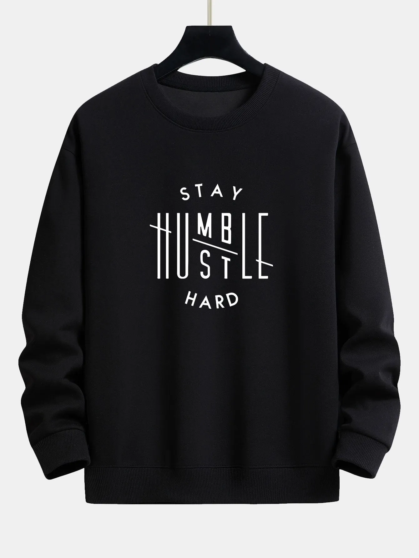 Stay Humble Hustle Hard Print Relax Fit Sweatshirt sold by Hoooyi product image thumbnail 5