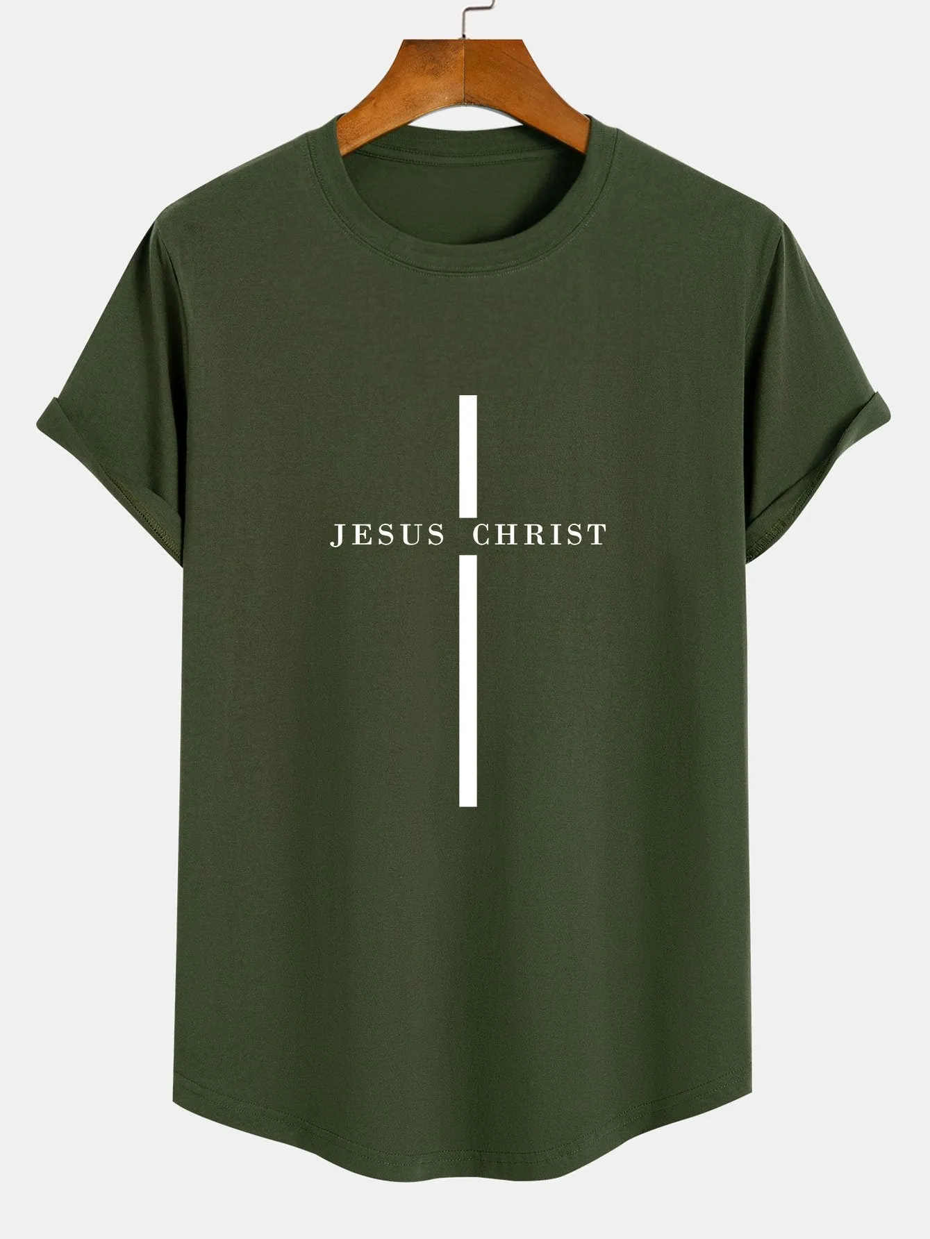 Jesus Christ Stripe Print Cotton Arc Hem T-Shirt sold by Hoooyi product image thumbnail 5