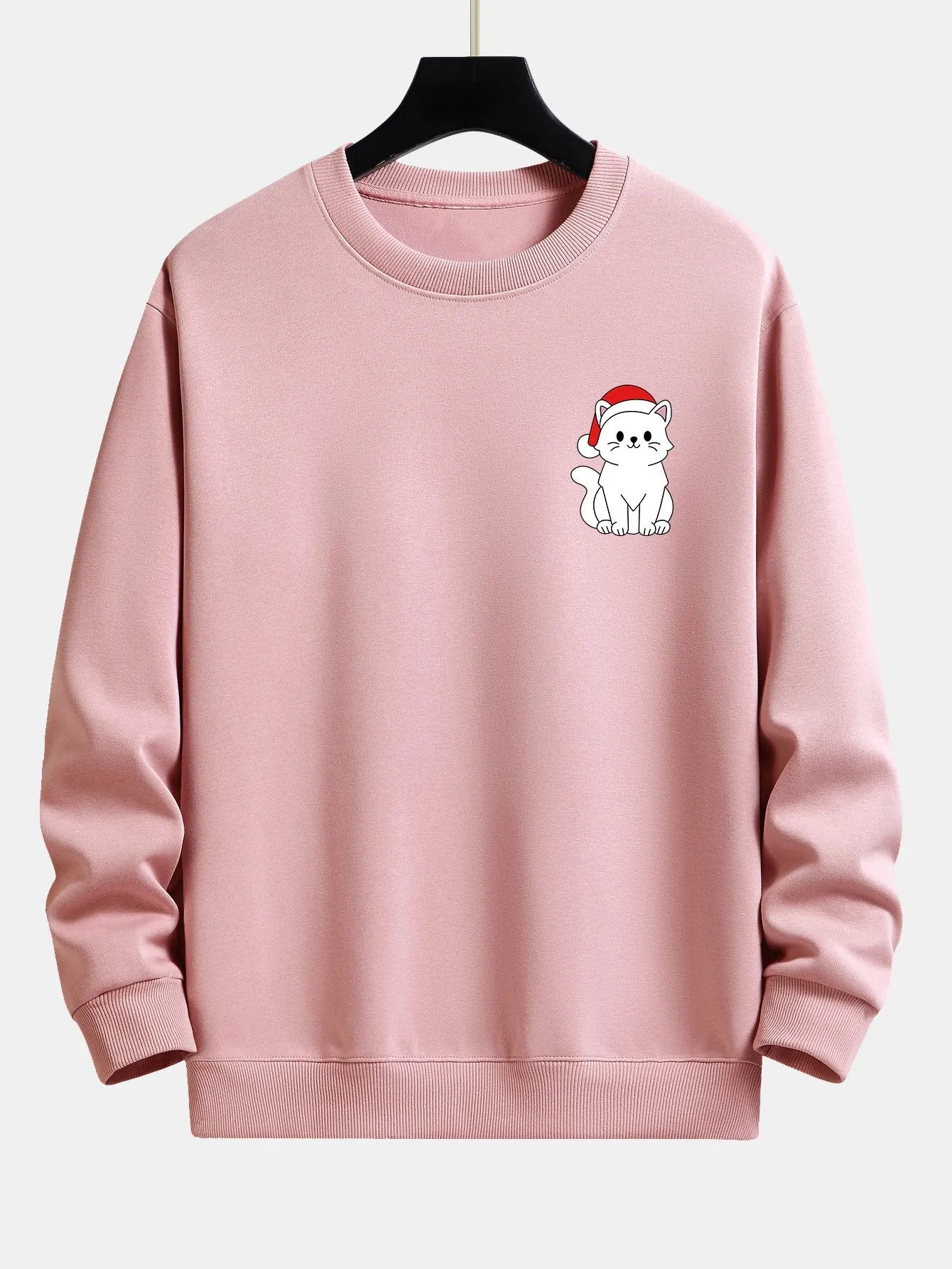 Christmas White Cat Print Relax Fit Sweatshirt sold by Hoooyi product image thumbnail 3
