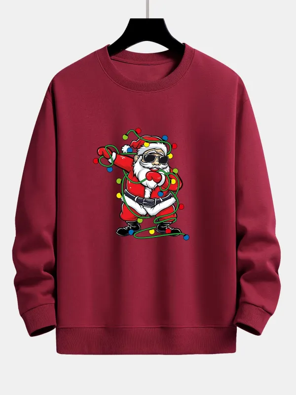 Christmas Lights Santa Claus Print Relax Fit Sweatshirt made by Hoooyi