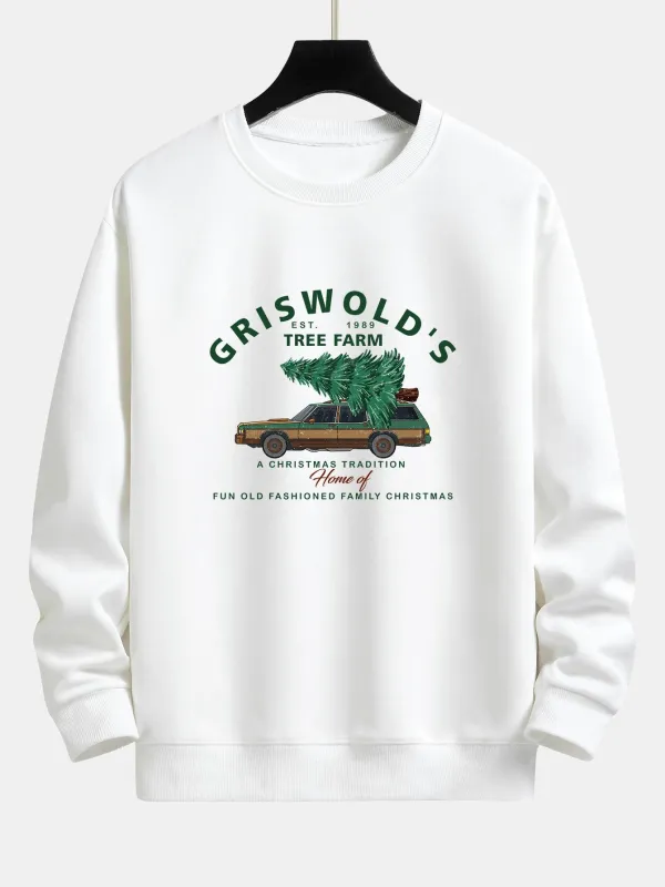 Car Christmas Tree Print Relax Fit Sweatshirt sold by Hoooyi