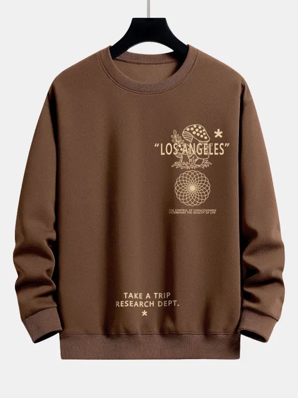 Los Angeles Mushroom Slogan Print Relax Fit Sweatshirt sold by Hoooyi