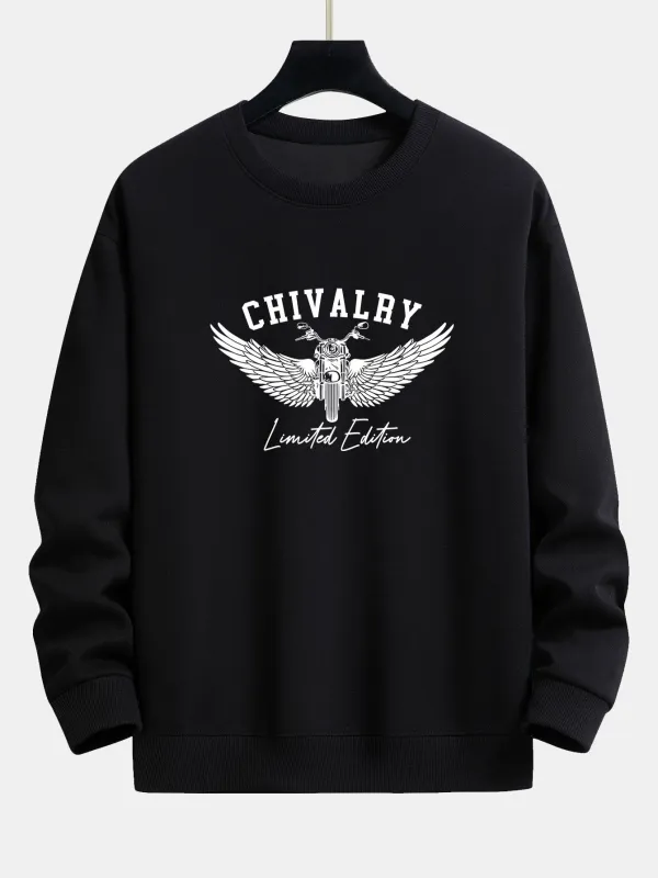 Wings Motorcycle Print Relax Fit Sweatshirt sold by Hoooyi