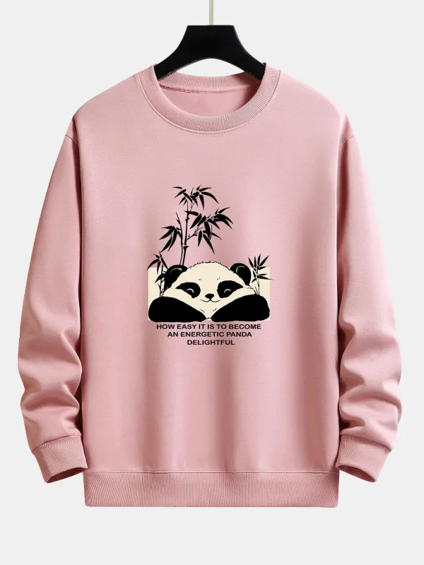 Bamboo Panda Print Relax Fit Sweatshirt made by Hoooyi