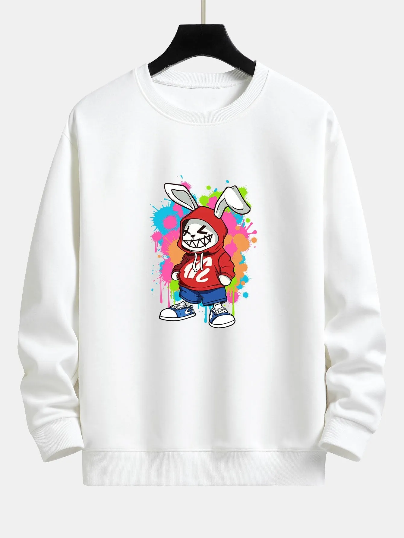 Graffiti Rabbit Print Relax Fit Sweatshirt sold by Hoooyi product image thumbnail 2