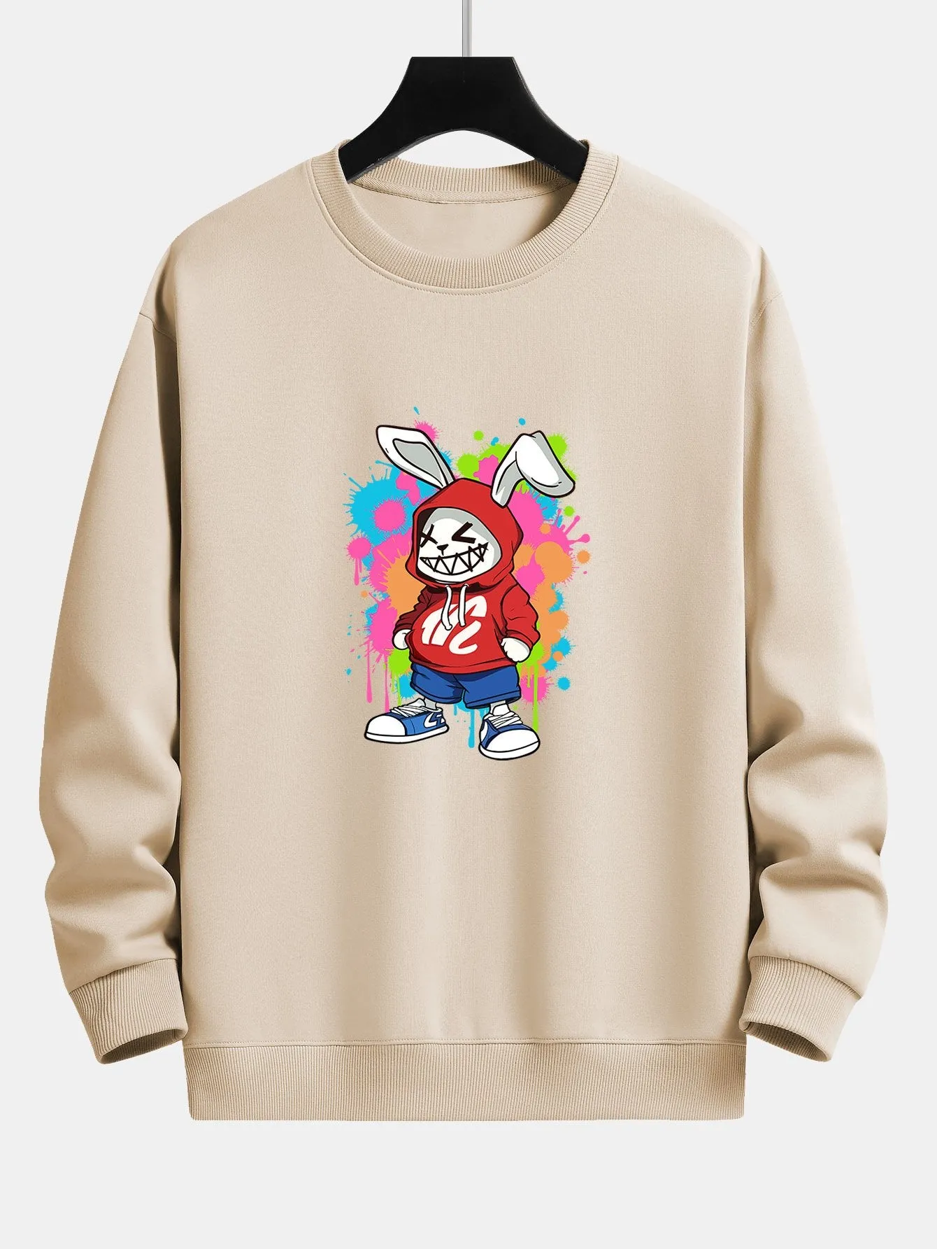 Graffiti Rabbit Print Relax Fit Sweatshirt sold by Hoooyi product image thumbnail 4