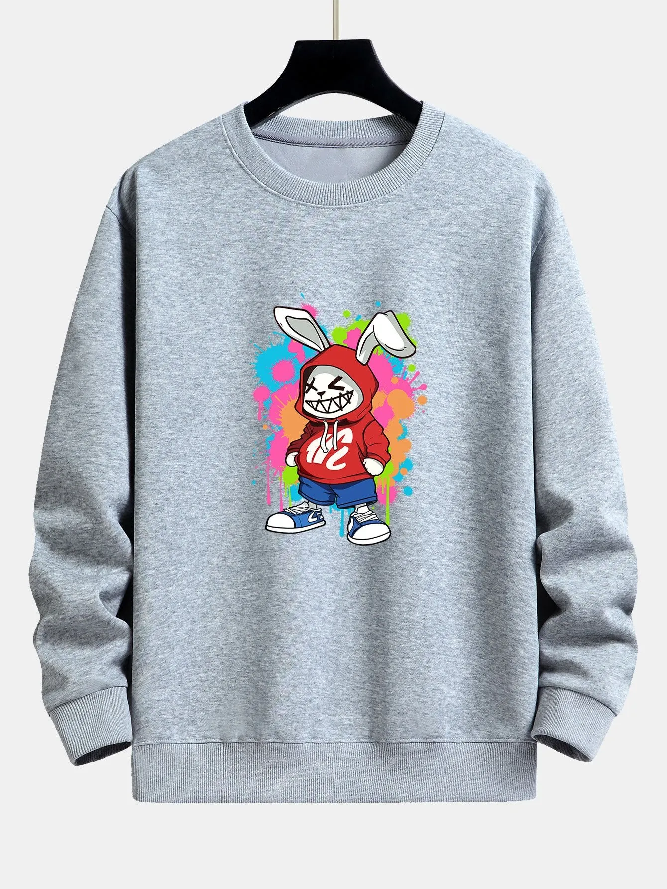 Graffiti Rabbit Print Relax Fit Sweatshirt sold by Hoooyi product image thumbnail 5