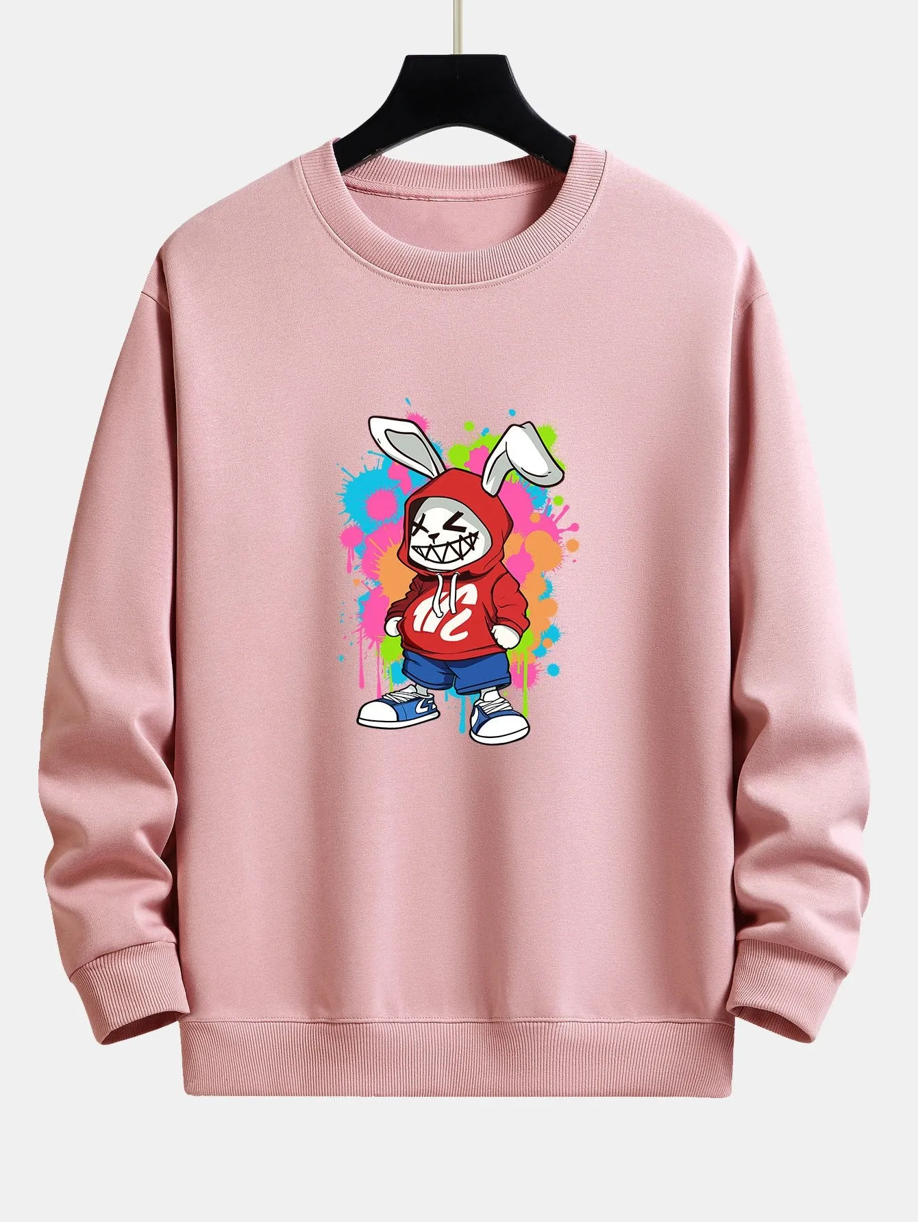 Graffiti Rabbit Print Relax Fit Sweatshirt sold by Hoooyi product image thumbnail 3