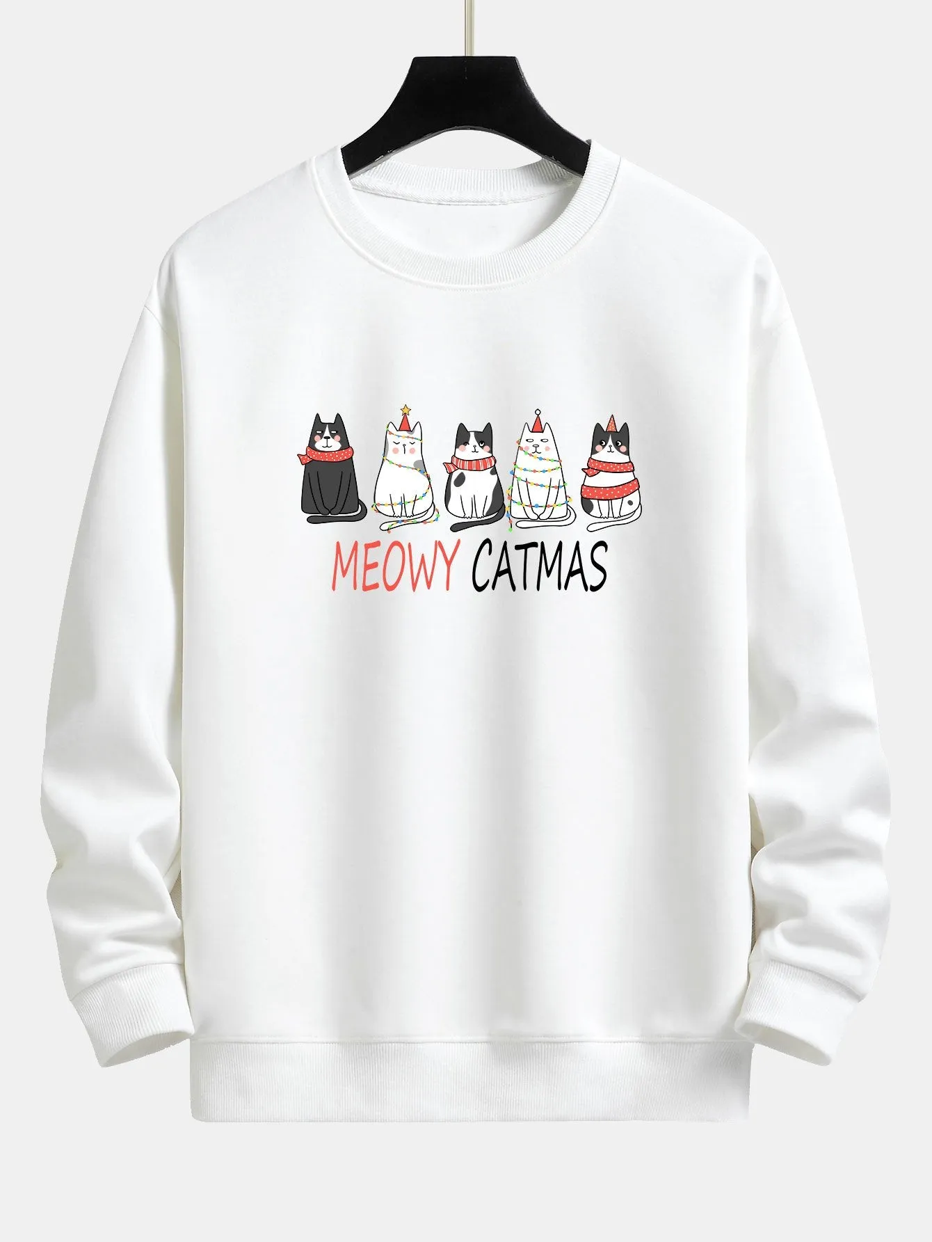Christmas Cat Friend Print Relax Fit Sweatshirt sold by Hoooyi product image thumbnail 2