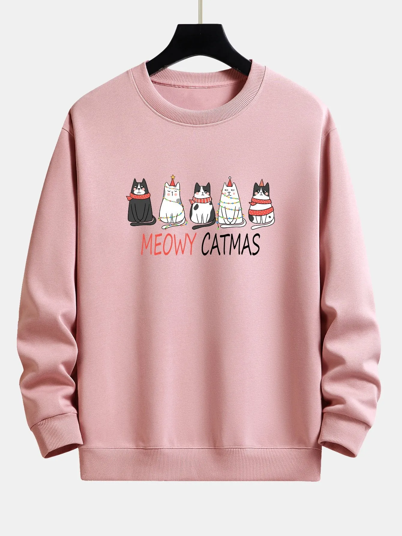 Christmas Cat Friend Print Relax Fit Sweatshirt sold by Hoooyi product image thumbnail 3
